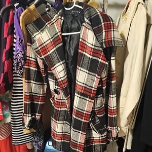 Stylish Plaid Trench Coat